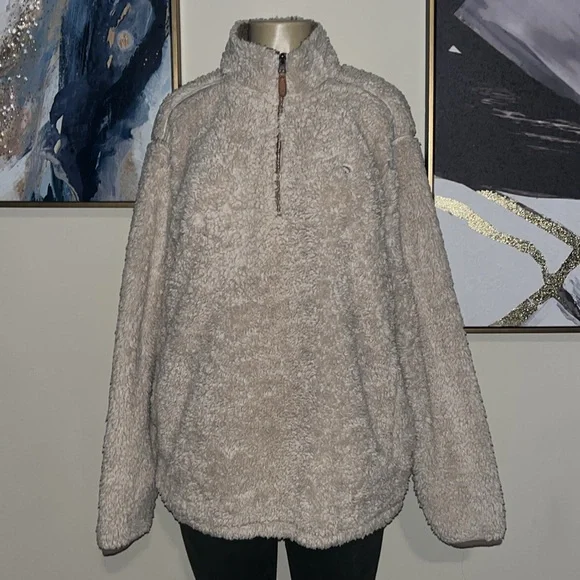 The Southern Shirt Co. -Sherpa Pullover with Pockets in Oyster size L - Picture 7 of 13